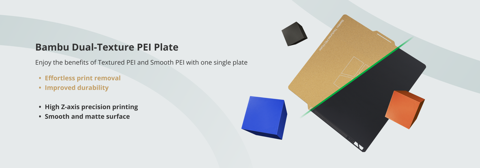 Bambu Dual PEI Plate with textured and smooth surfaces Bambu Dual PEI Plate with textured and smooth surfaces